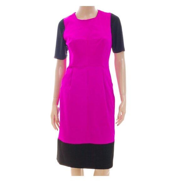 MILLY Magenta Color Block Midi Dress - Picture 1 of 7